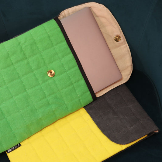 13 inch Laptop Padded Pouch - Crazy Yellow - 14oz Stonewash