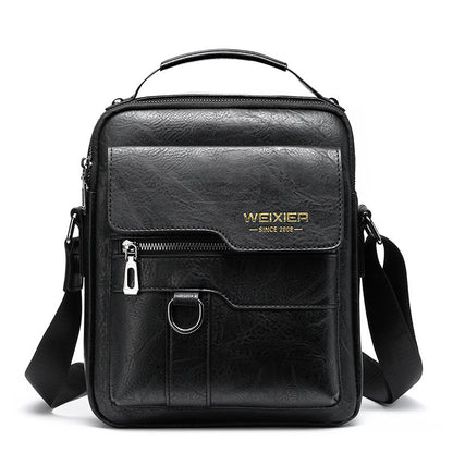 Popular Men's Messenger Bag One Shoulder Retro Business Backpack PU Leather Flaps Crossbody Bags Business Flap Male Solid Travel Bag