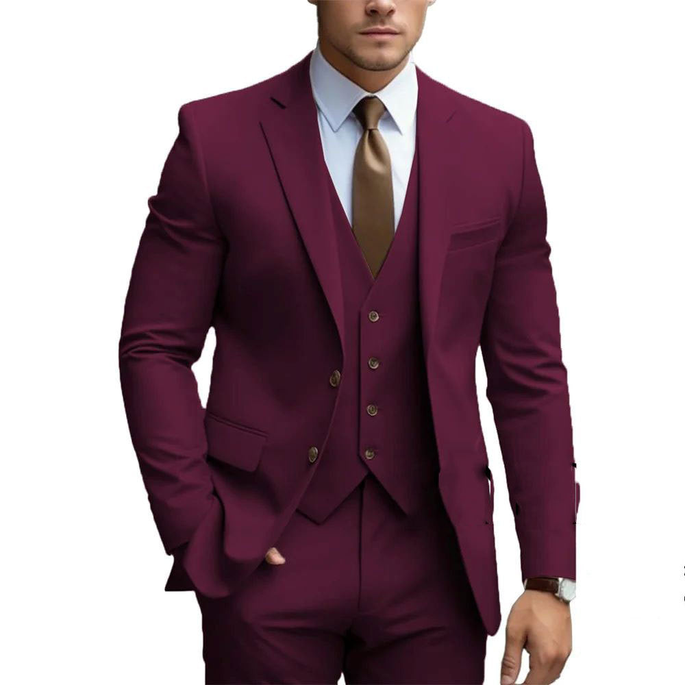 Business Casual Men's Three-piece Suit For Bridegroom Men's Wedding