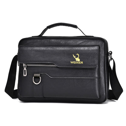Popular Men's Messenger Bag One Shoulder Retro Business Backpack PU Leather Flaps Crossbody Bags Business Flap Male Solid Travel Bag