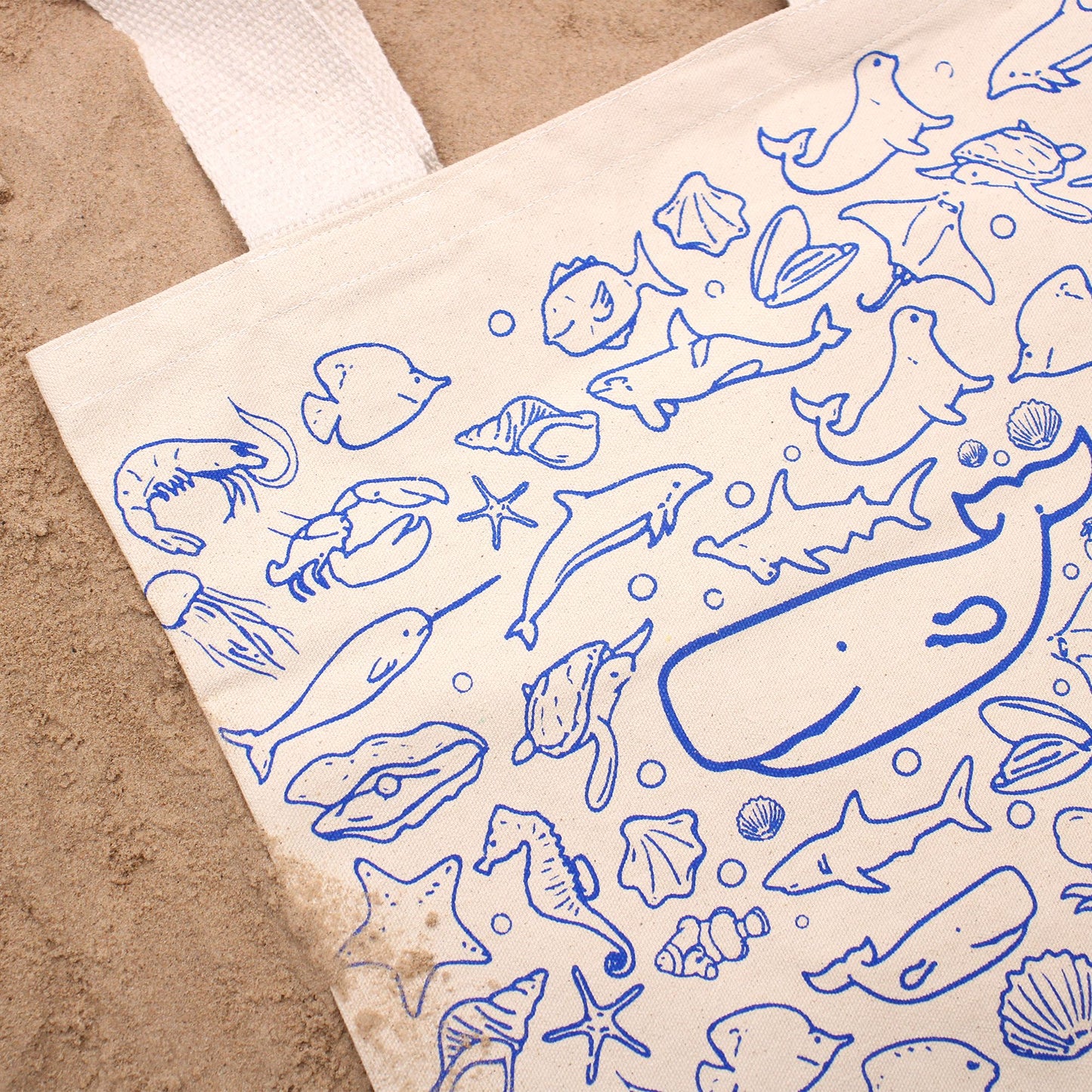 Big Cotton Shopping Bag - 38x42cm - Sea Life - 10oz