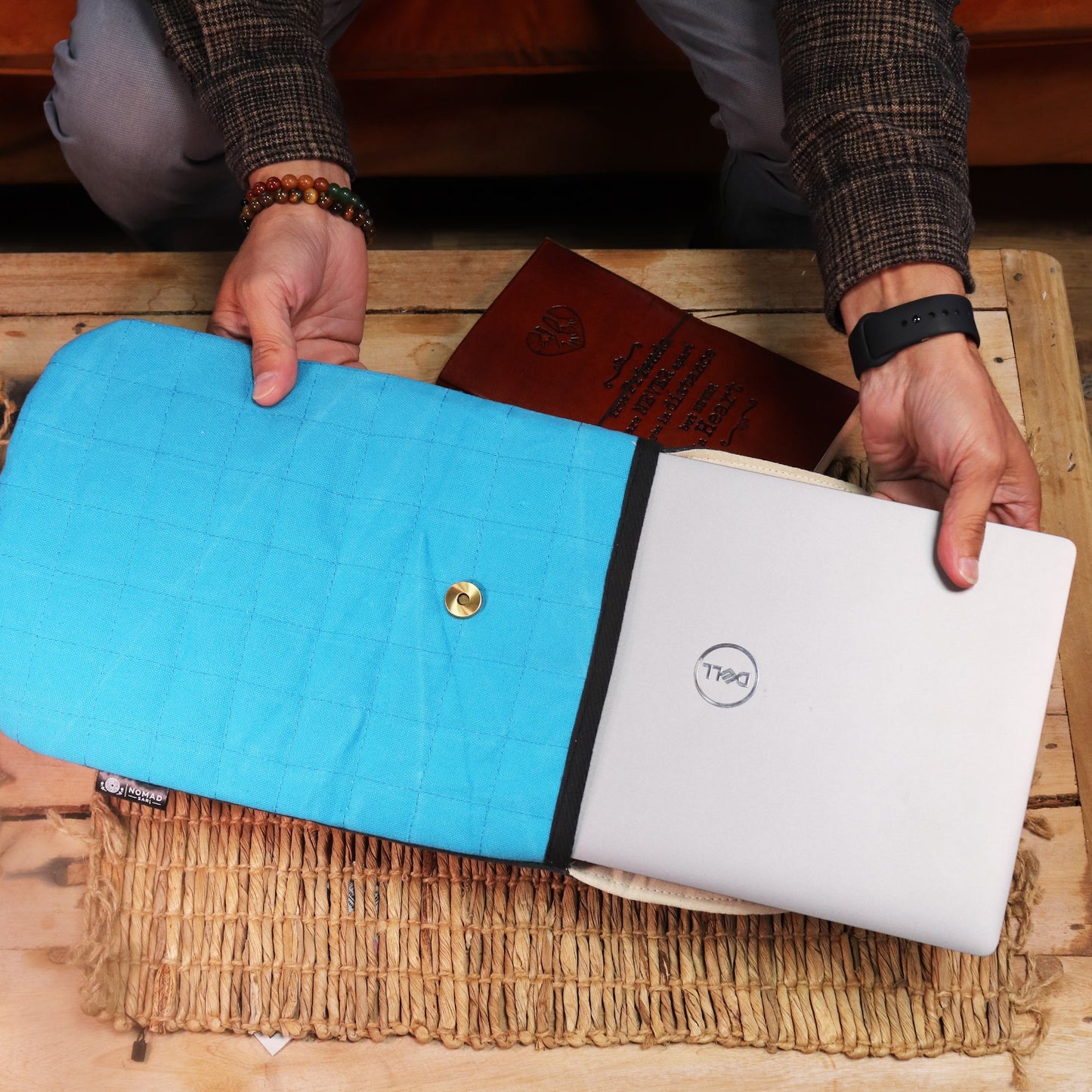 13 inch Laptop Padded Pouch - Crazy Yellow - 14oz Stonewash