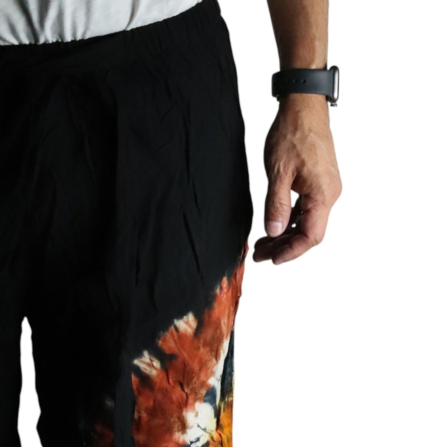 Japanese Style Lounge Pants - Black Chocolate & Orange - M