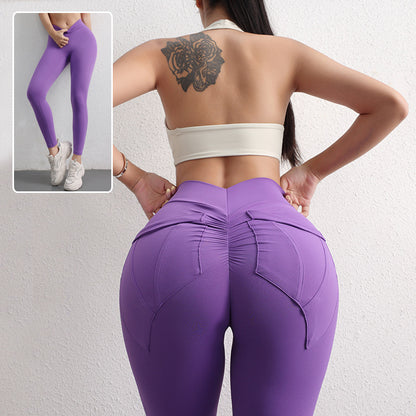 High Waist Hip Lift Yoga Pants With Pockets Women's Sports Fitness Trousers Leggings